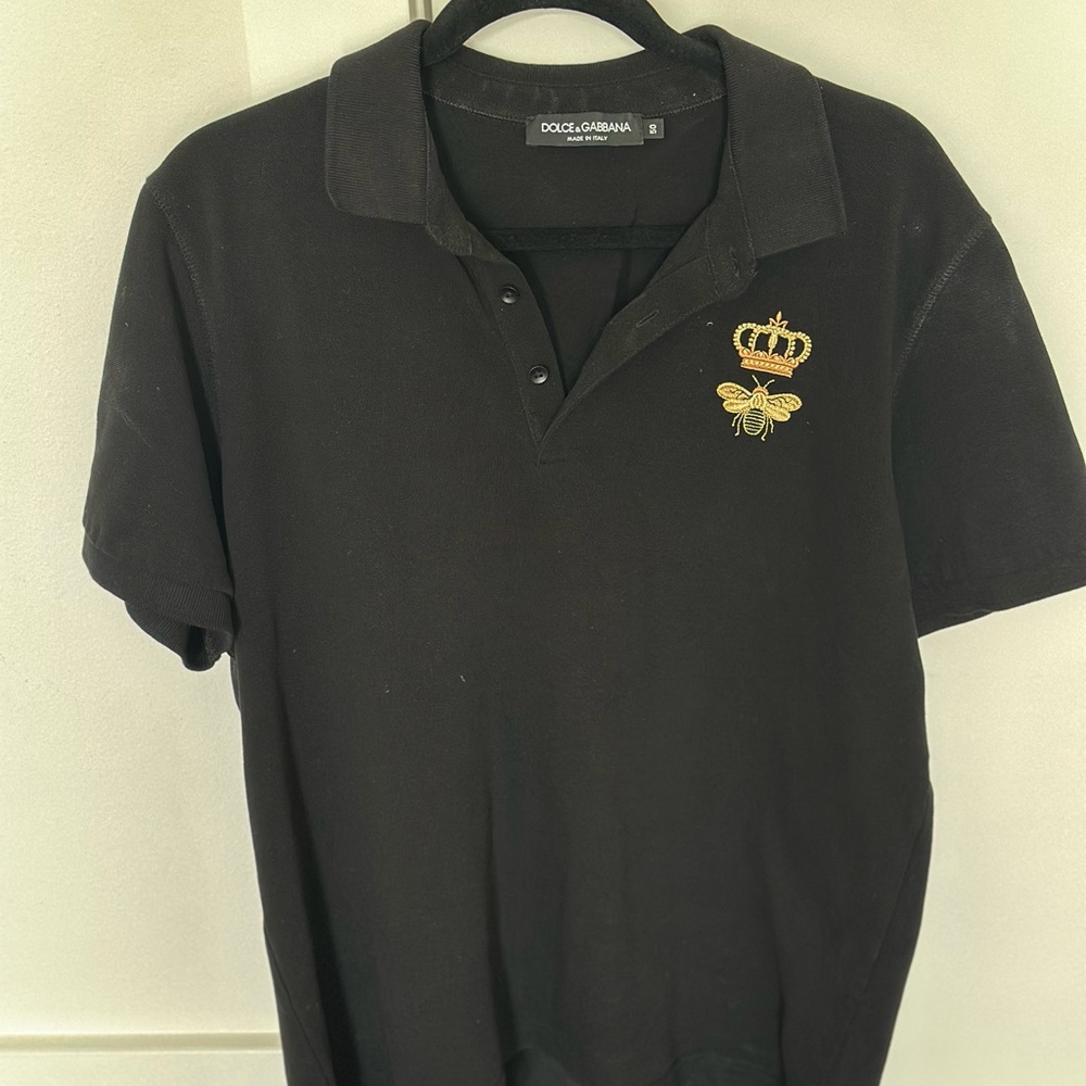 Dolce & Gabbana Black and Gold Polo Shirt Classic Design